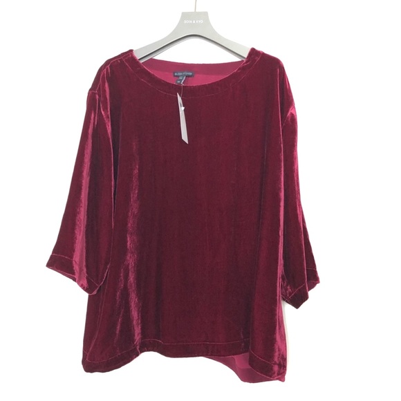Eileen Fisher Tops - EILEEN FISHER VELVET HIBISCUS 🌺 COLOUR BLOUSE L Eileen Fisher Tops - EILEEN FISHER VELVET HIBISCUS 🌺 COLOUR BLOUSE L